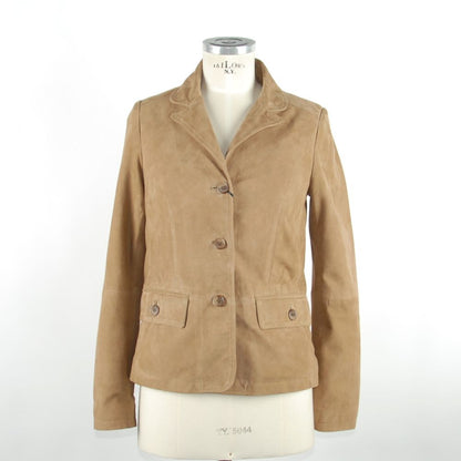 Elegant Beige Leather Jacket