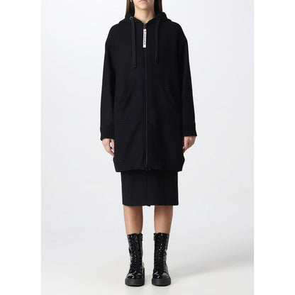 Elegant Black Wool Coat with Logo Detail