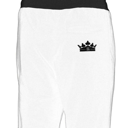 Elegant White Cotton Trousers with Crown Motif