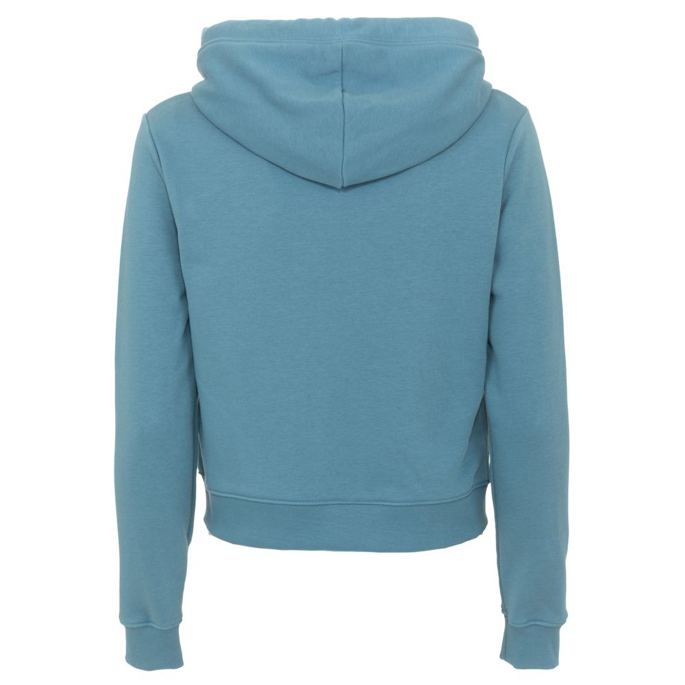 Chic Light Blue Hooded Zip Sweatshirt