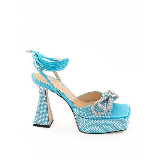 Elegant Light Blue Leather Platforms