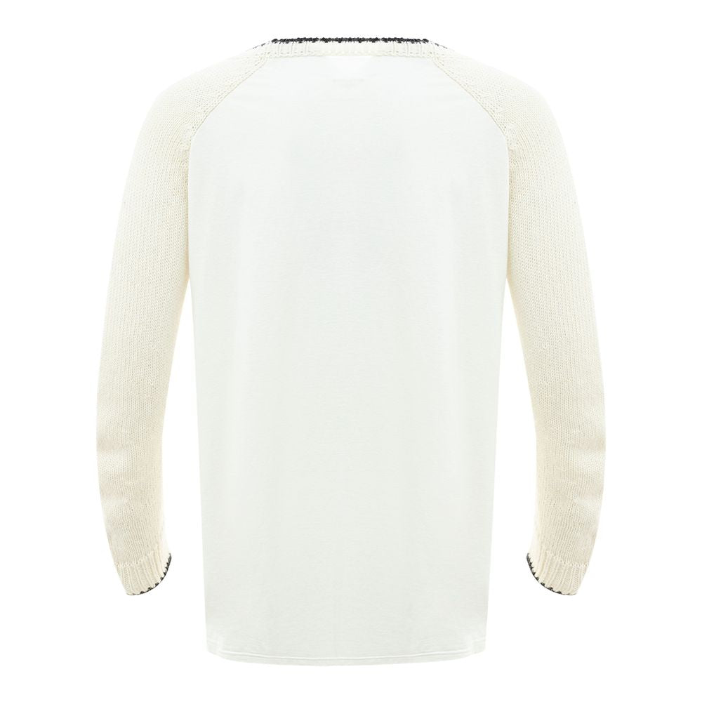 Elegant White Cotton Sweater for Men