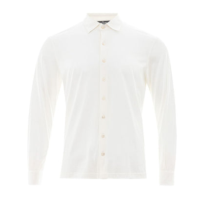 Elegant White Silk-Cotton Blend Shirt