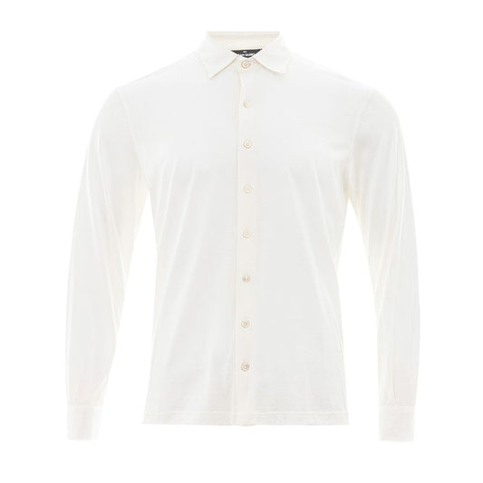 Elegant White Silk-Cotton Blend Shirt