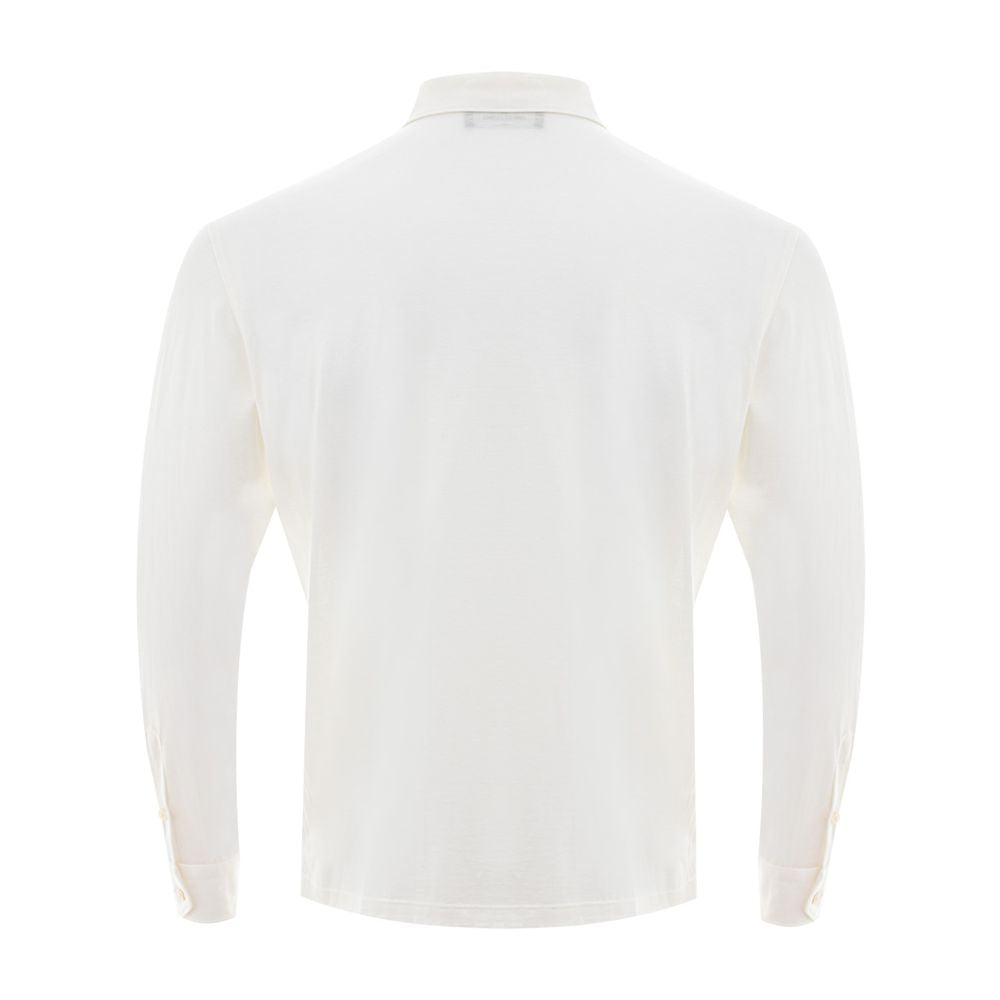 Elegant White Silk-Cotton Blend Shirt