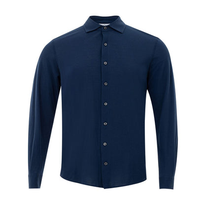 Exquisite Italian Cotton Men's Blue Shirt