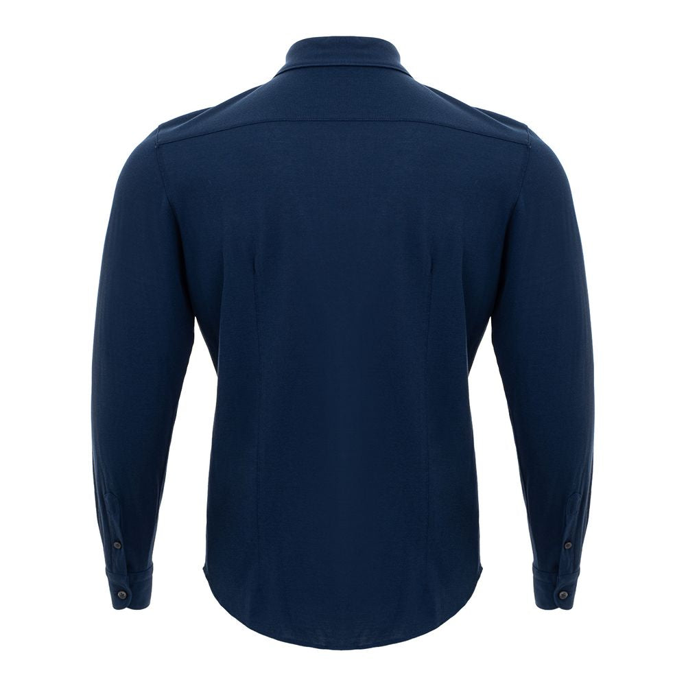 Exquisite Italian Cotton Men's Blue Shirt