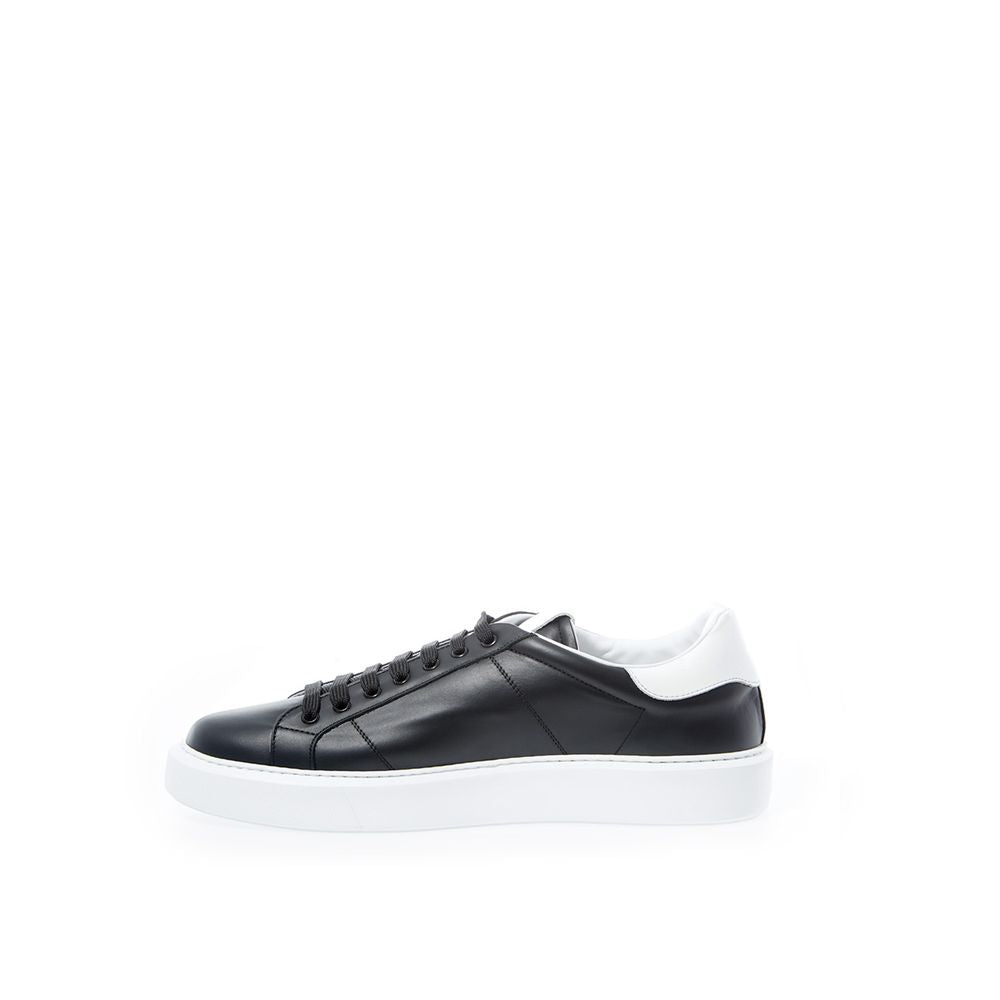 Elegant Black Leather Sneakers for Men