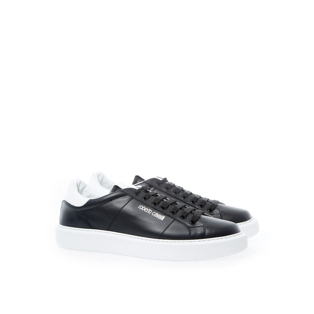 Elegant Black Leather Sneakers for Men