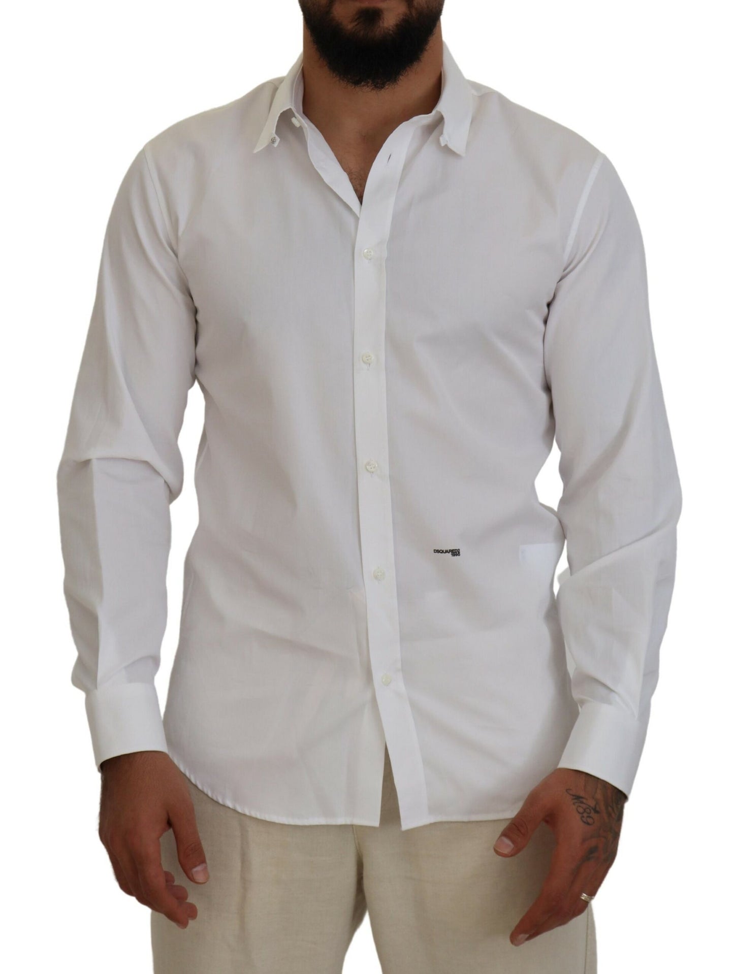 White Cotton Collared Long Sleeves Formal Shirt