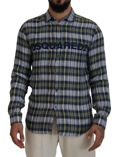 Multicolor Checkered Casual Men Long Sleeves Shirt