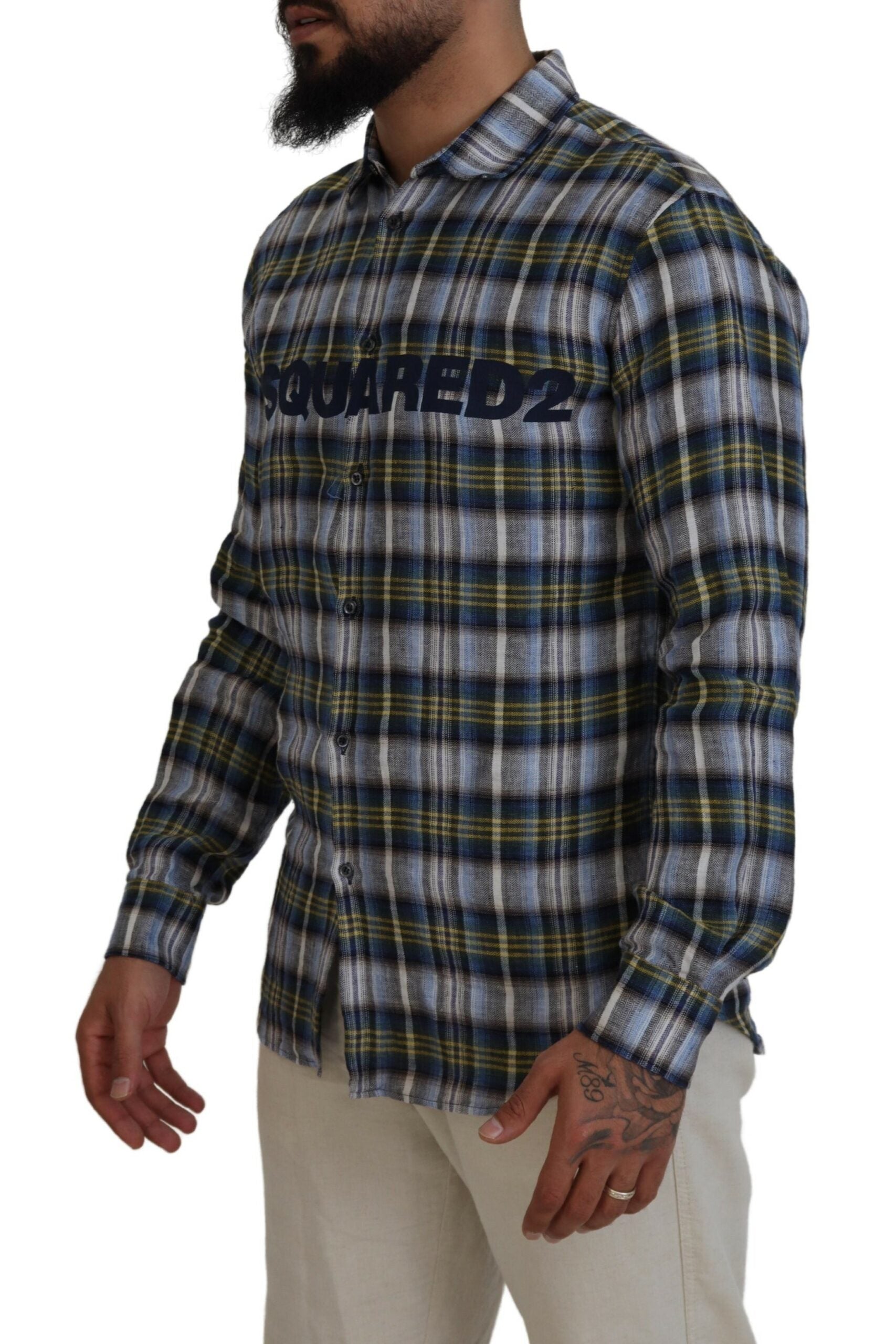 Multicolor Checkered Casual Men Long Sleeves Shirt