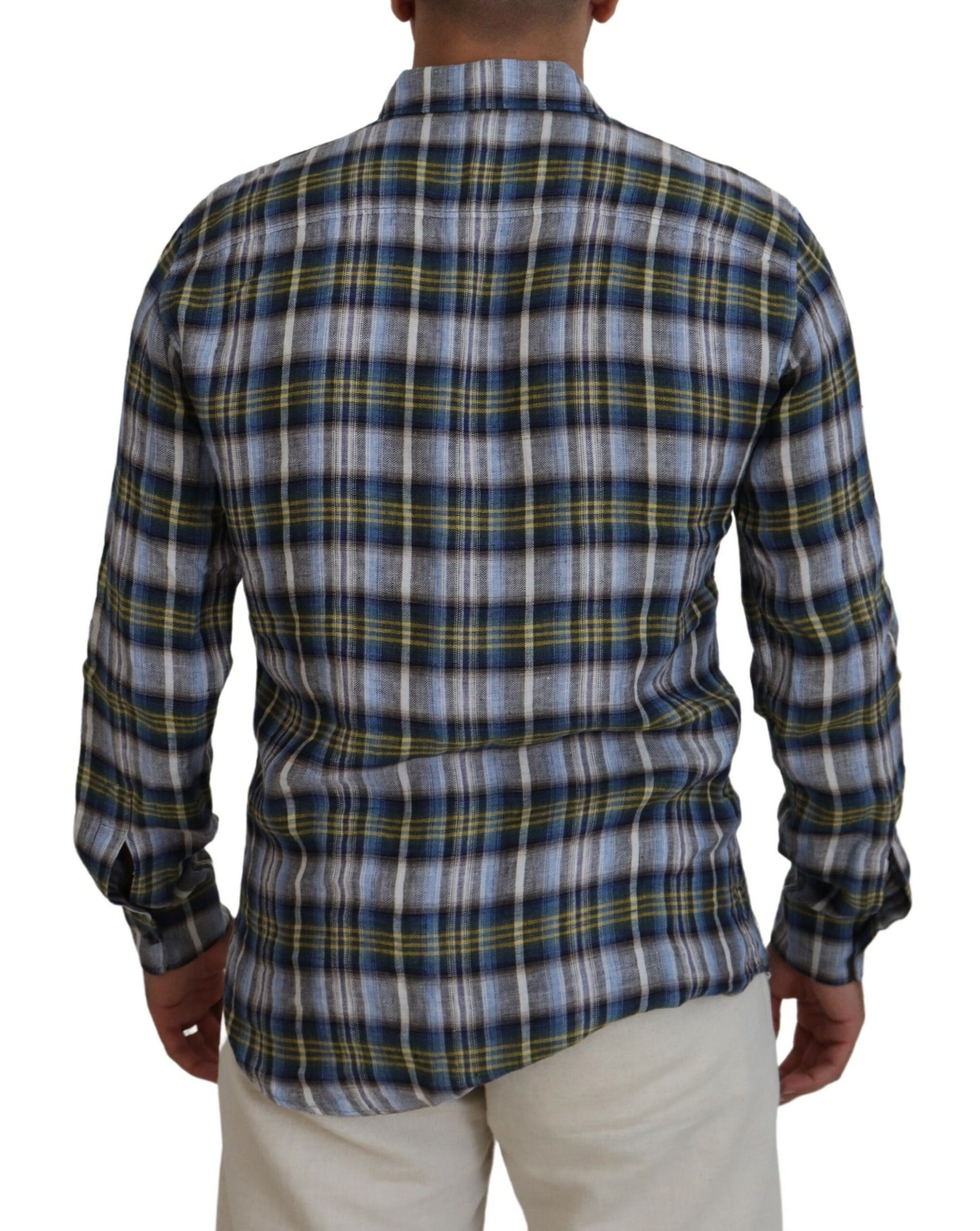 Multicolor Checkered Casual Men Long Sleeves Shirt