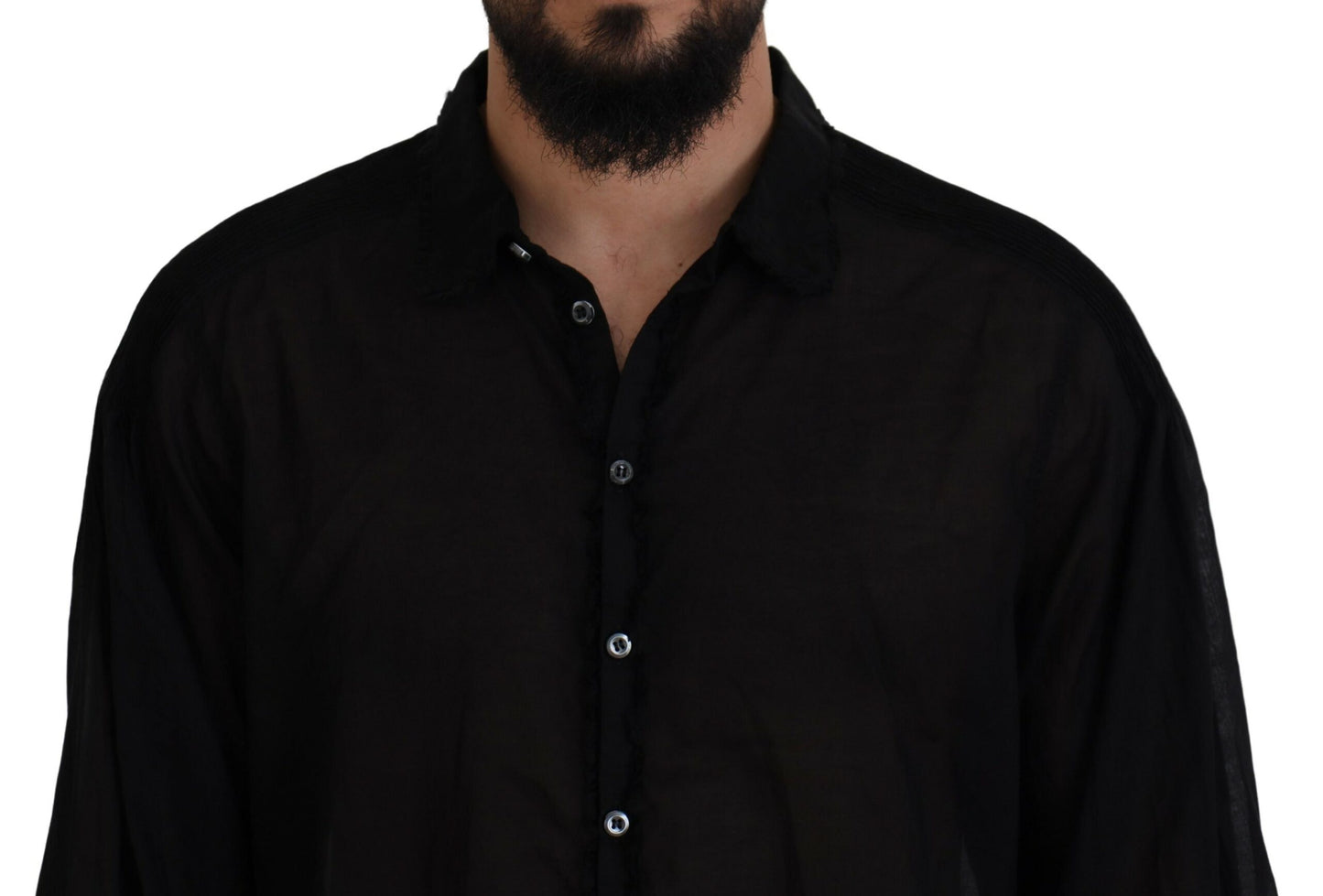 Black Cotton Collared Long Sleeves Formal Shirt