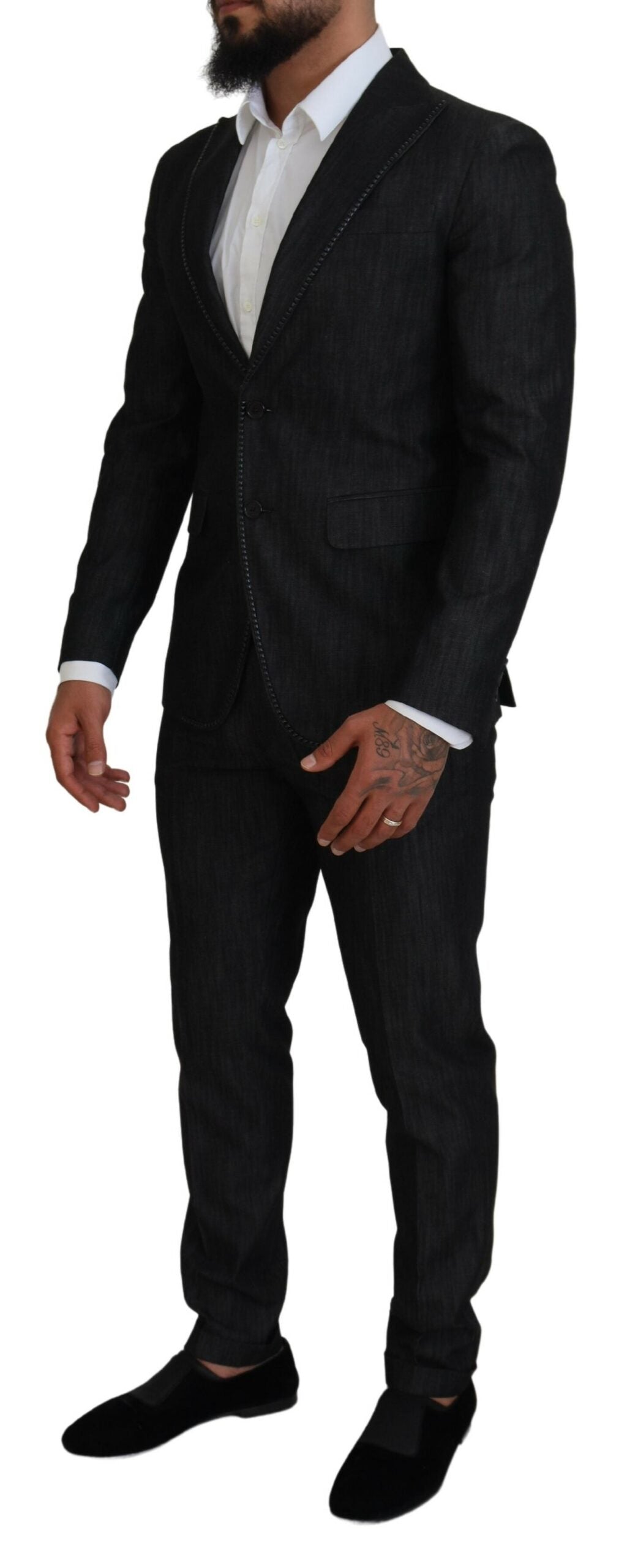 Black Cotton Single Breasted 2 Piece MIAMI Suit