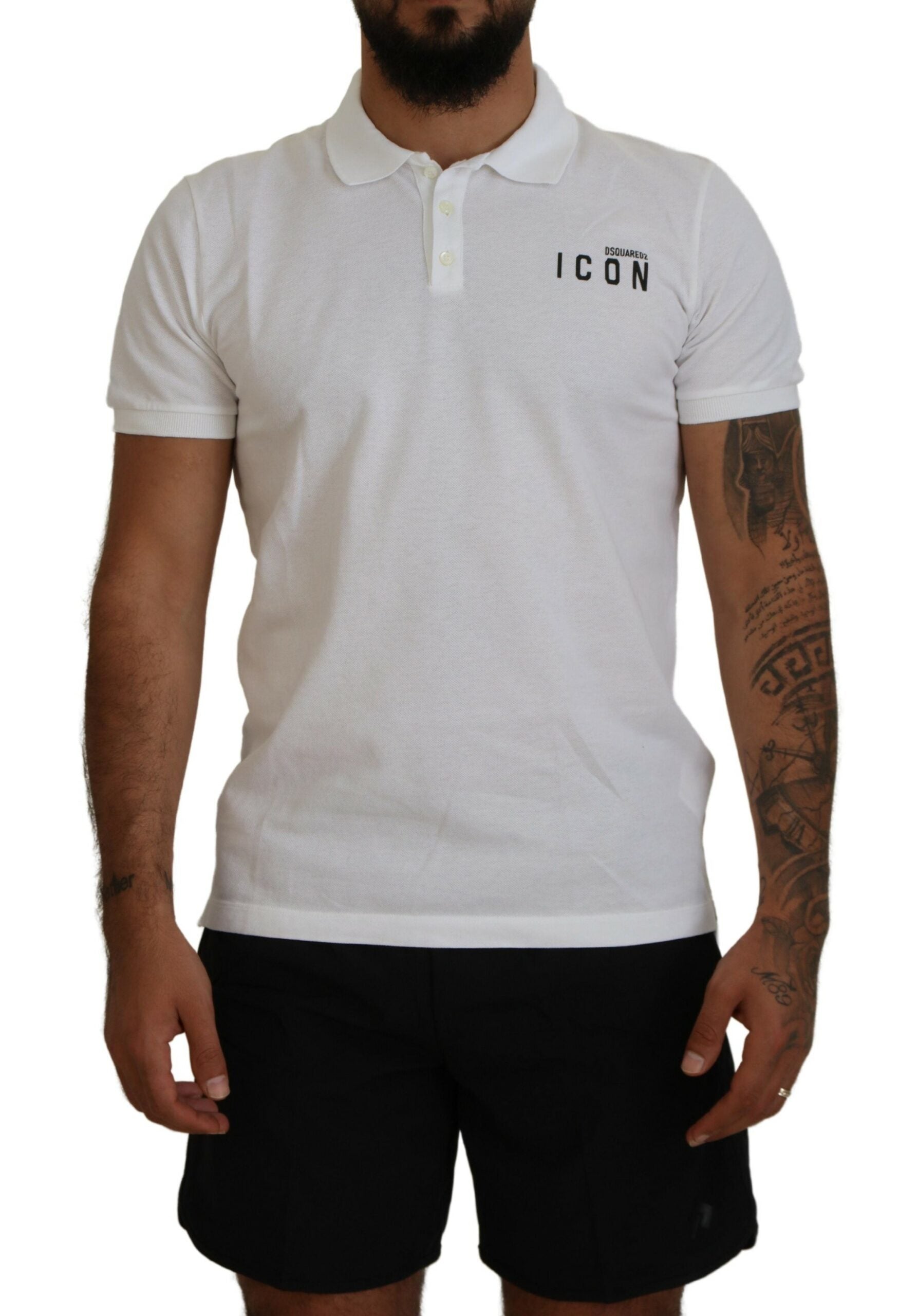 White Cotton Short Sleeves Collared T-shirt