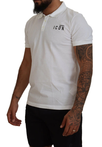 White Cotton Short Sleeves Collared T-shirt