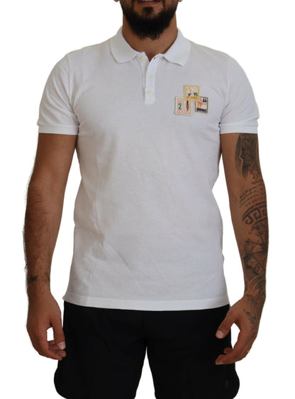 White Cotton Short Sleeves Collared T-shirt