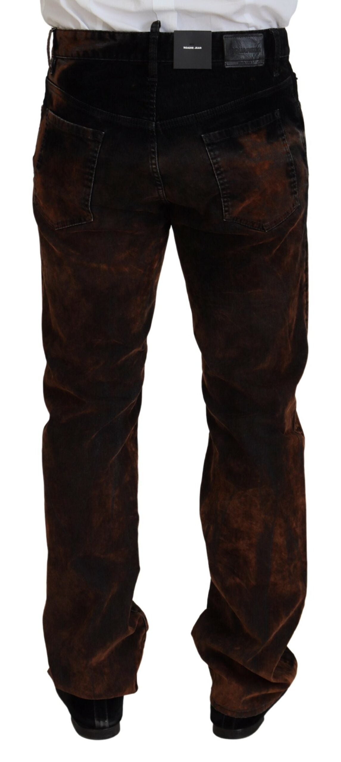 Brown Washed Cotton Straight Fit Casual Denim Jeans