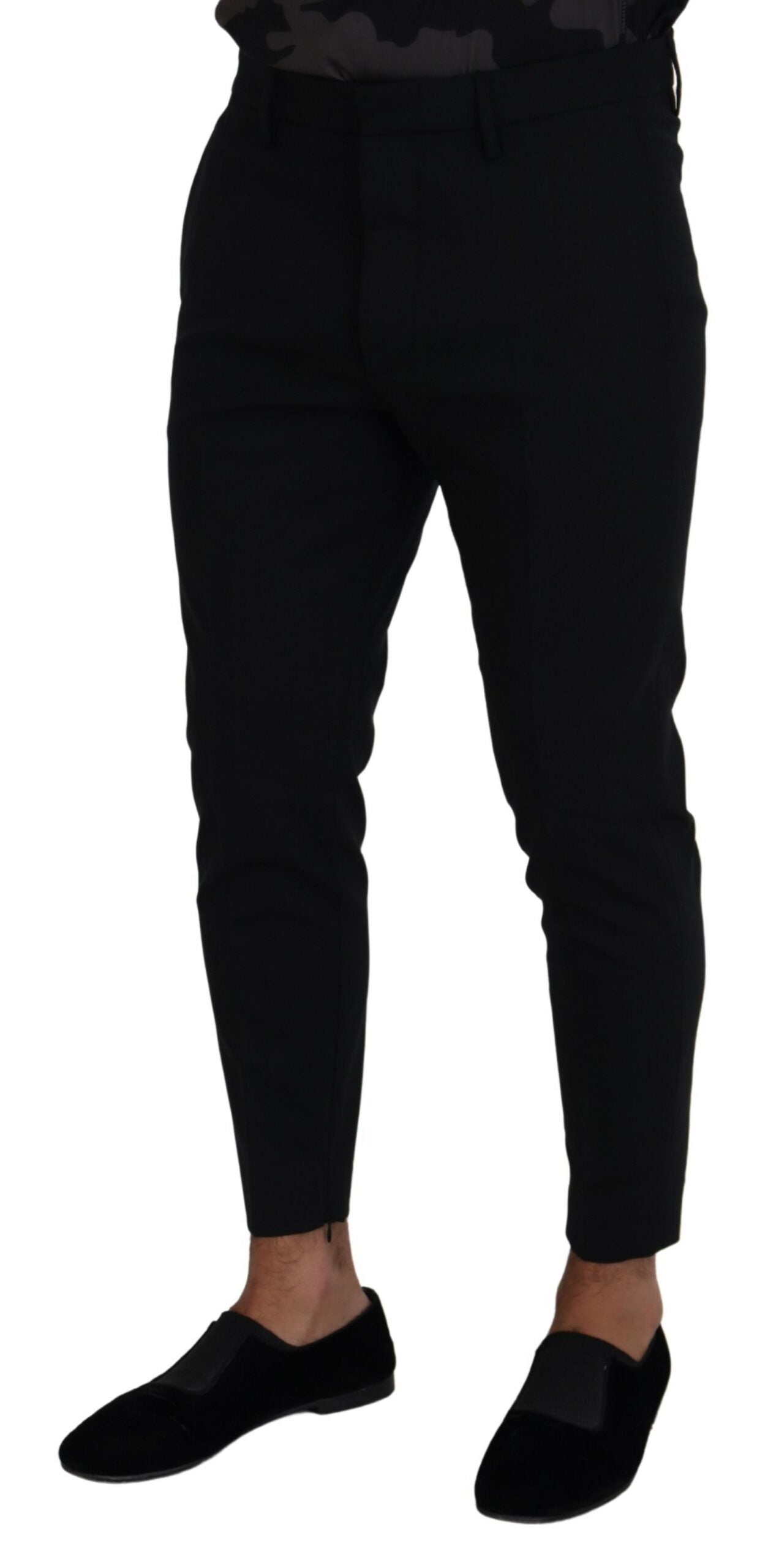 Black Wool Tapered Slim Fit Men Pants