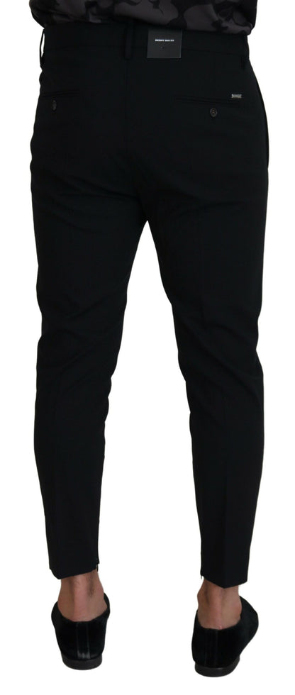 Black Wool Tapered Slim Fit Men Pants