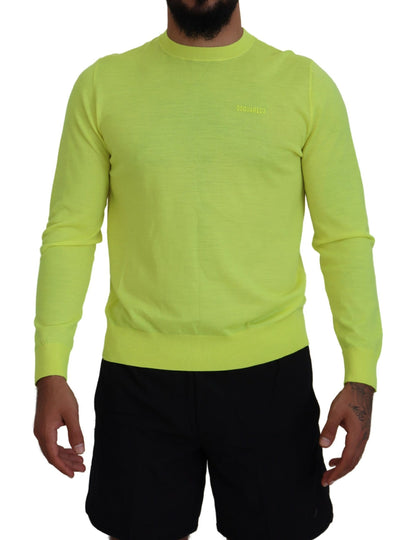 Yellow Green Long Sleeves Men Pullover Sweater