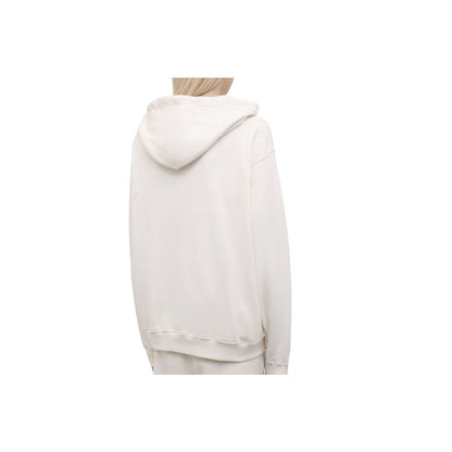 Elegant White Hooded Sweatshirt with Logo Print