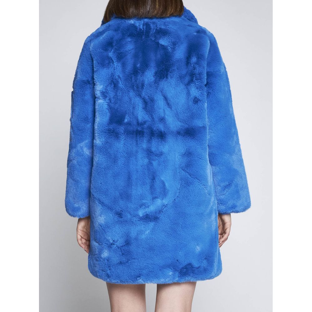 Chic Sapphire Eco-Fur Jacket – Unparalleled Warmth