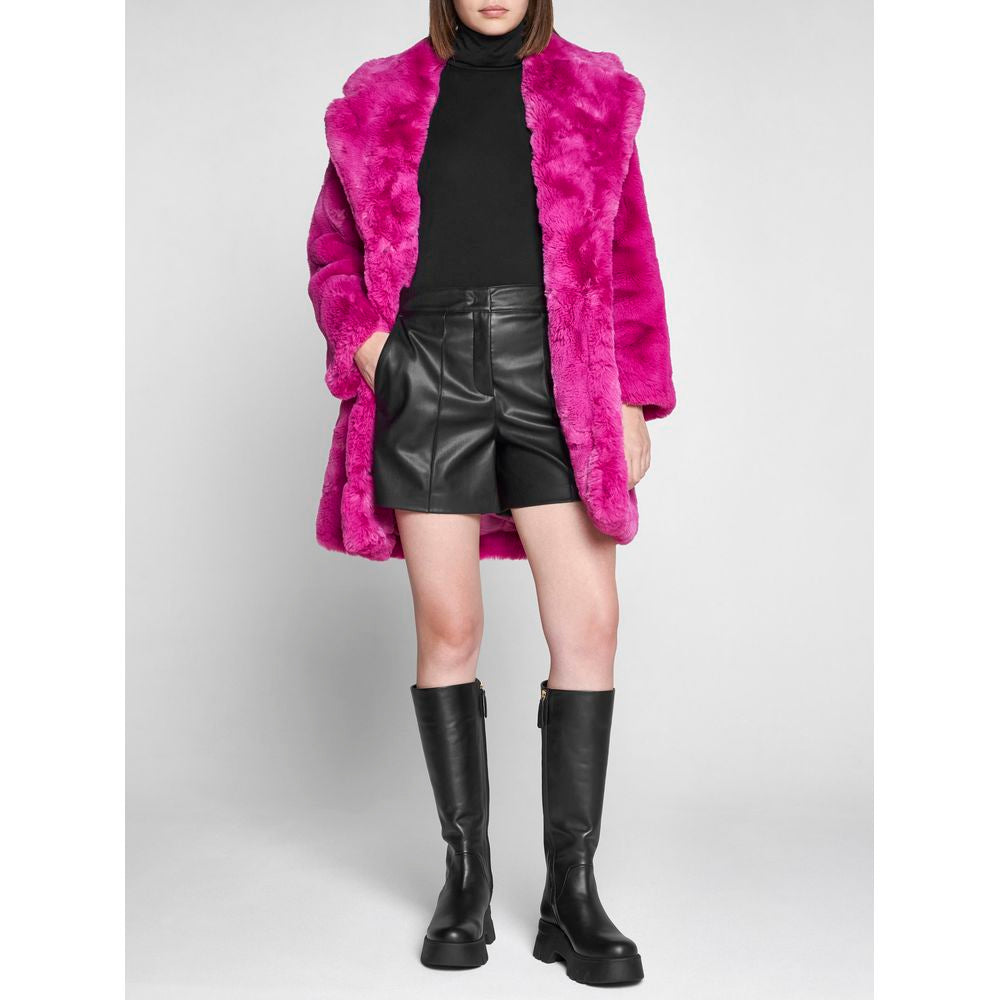 Chic Pink Faux Fur Jacket - Eco-Friendly Winter Essential