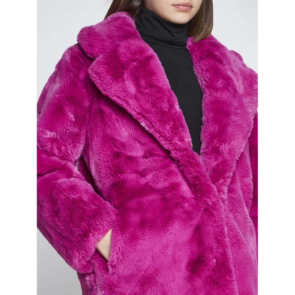 Chic Pink Faux Fur Jacket - Eco-Friendly Winter Essential