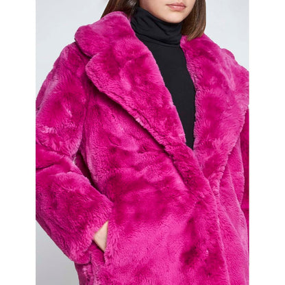 Chic Pink Faux Fur Jacket - Eco-Friendly Winter Essential