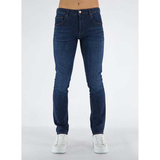 Elegant Dark Blue Cotton Stretch Jeans