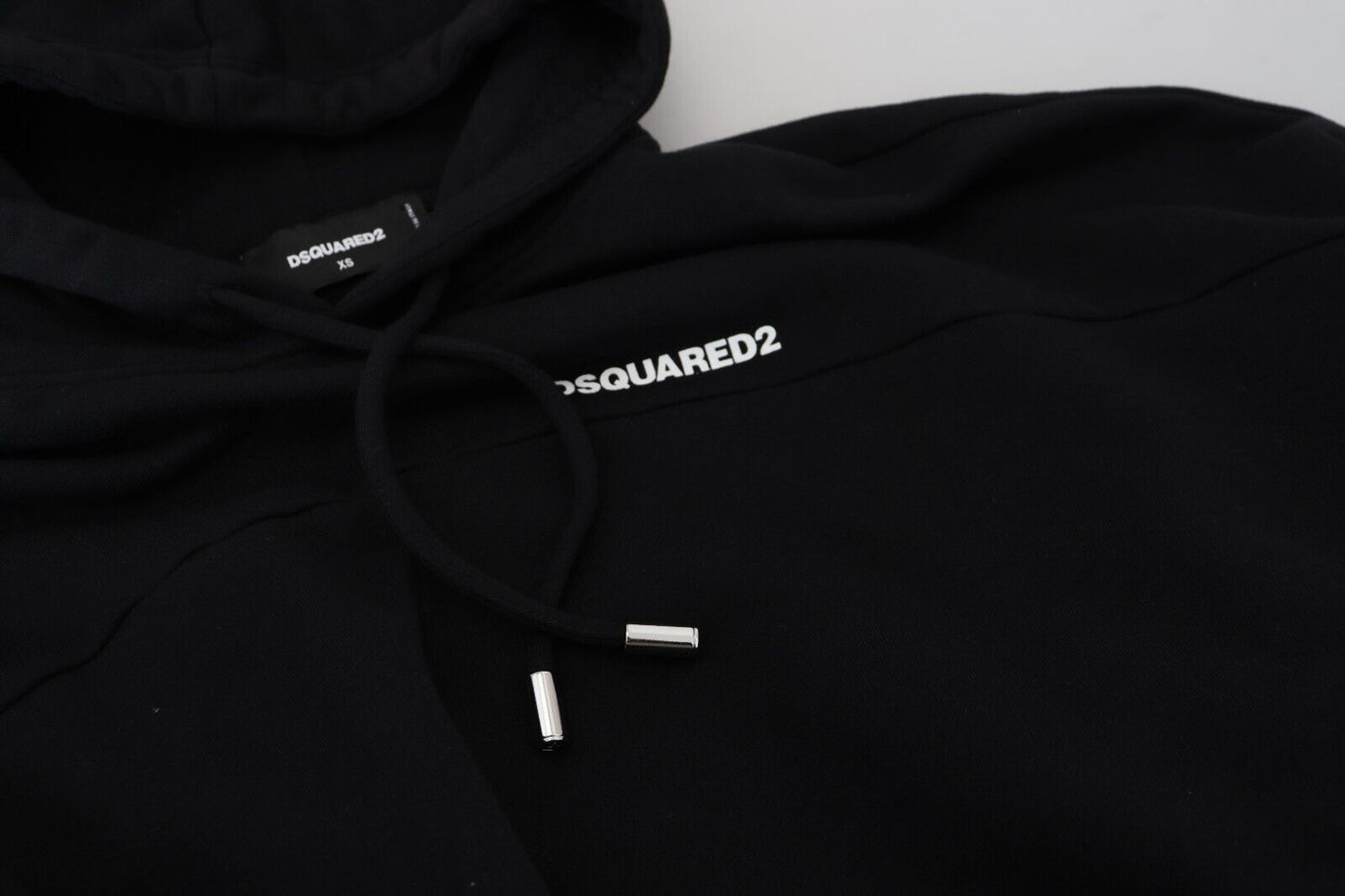 Black Logo Patch Cotton Hoodie Sweatshirt Sweater