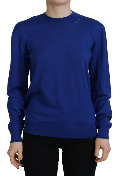 Blue Long Sleeve Crew Neck Casual Sweater