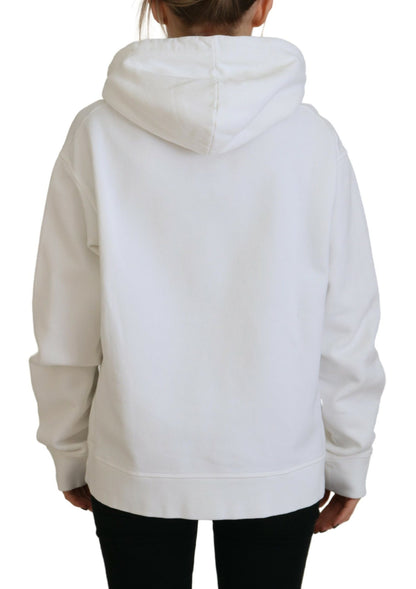 White Logo Animals Print Hooded Long Sleeve Sweater