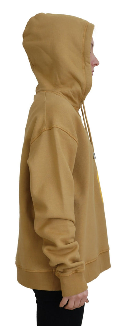 Brown Logo Printed Hooded Long Sleeve Sweater