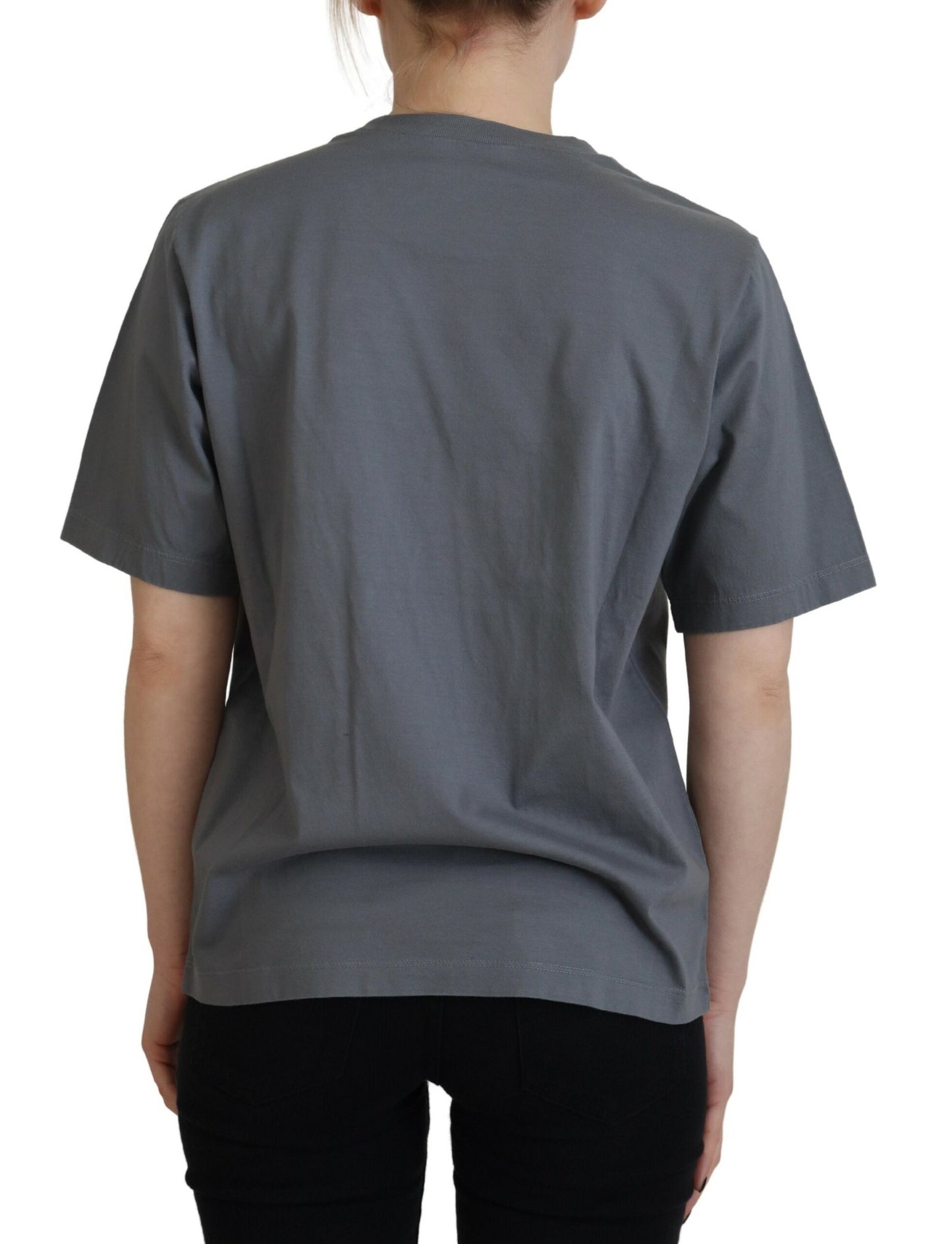 Gray Logo Cotton Crewneck Short Sleeve Tee T-shirt