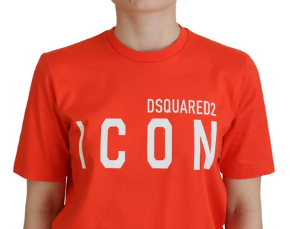 Orange Cotton Shiny Icon East Tee Crewneck T-shirt