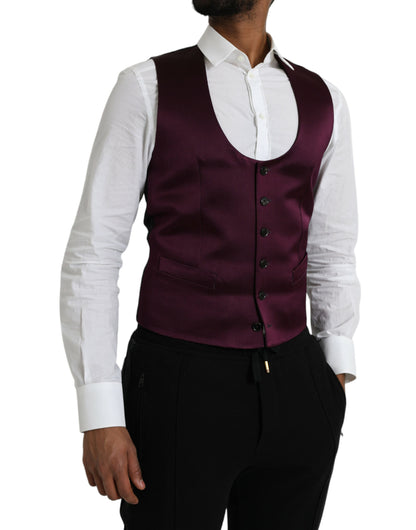 Maroon Satin Silk Waistcoat Dress Formal Vest