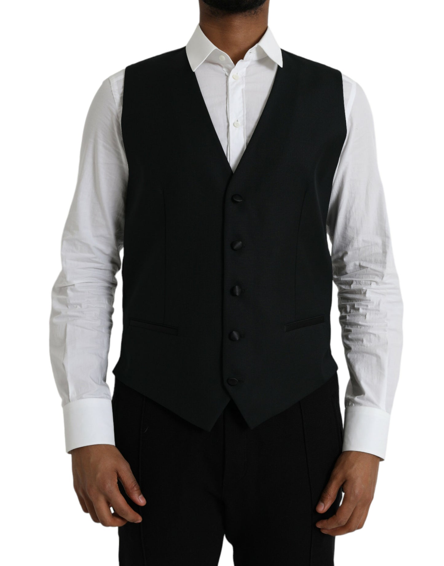 Black Wool Waistcoat Dress Formal Vest