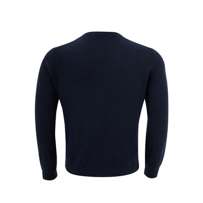 Elegant Blue Wool Men's Sweater