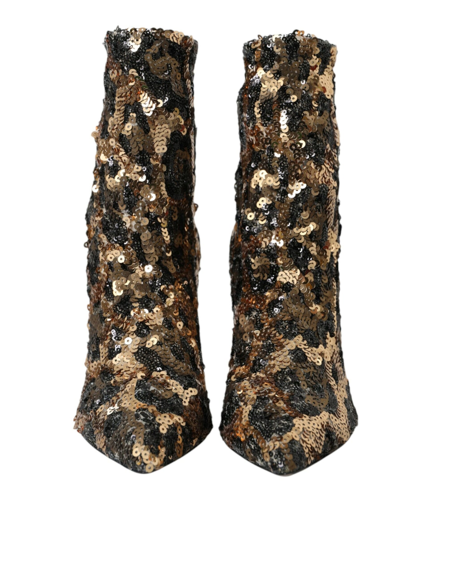 Gold Leopard Sequins Heels Boots Shoes