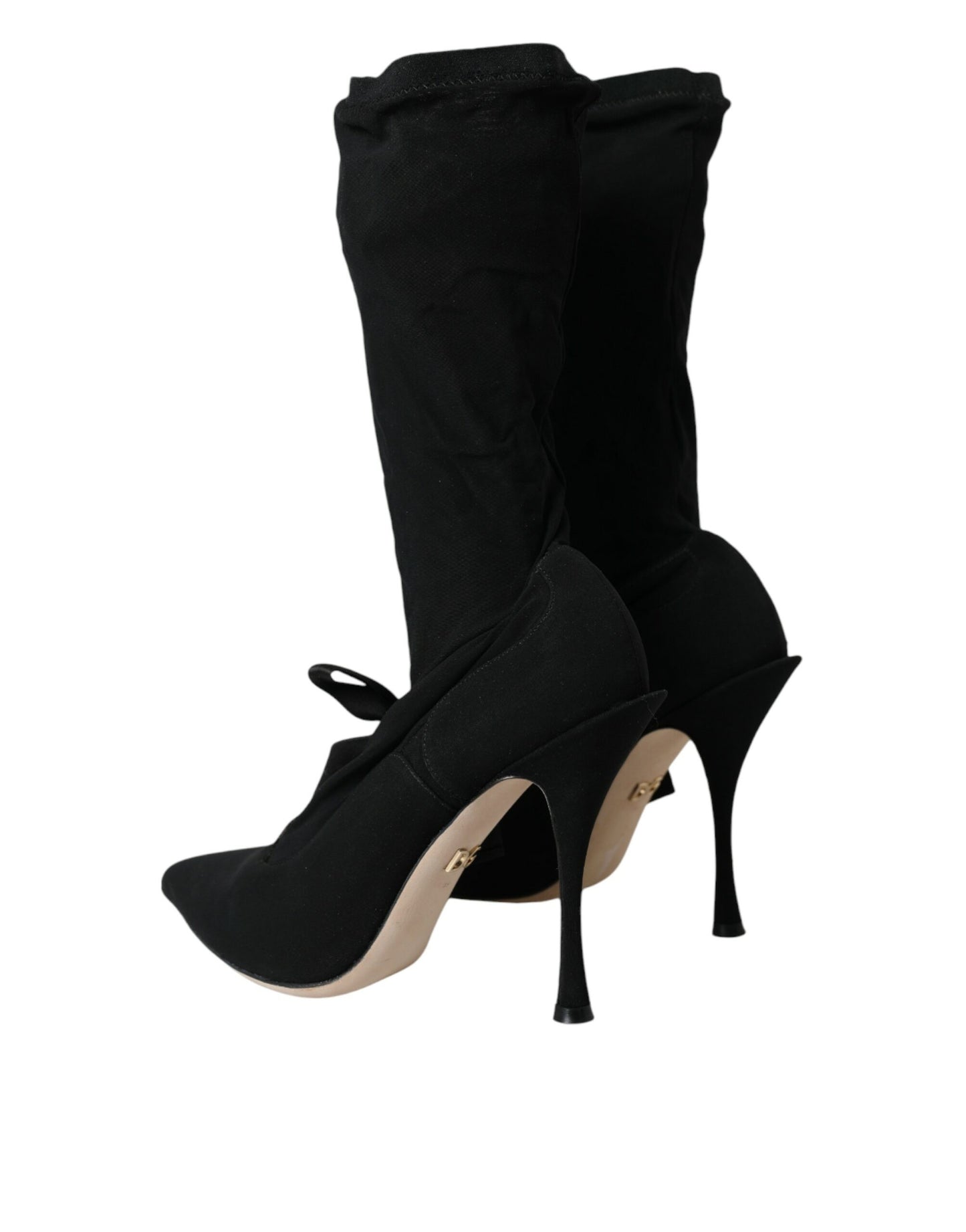 Black Stiletto Heels Mid Calf Boots Shoes