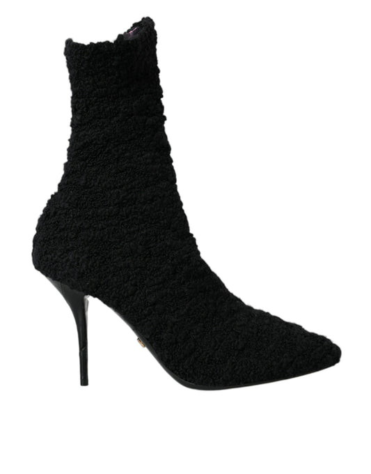 Black Suede Leather Ankle Heels Boots Shoes