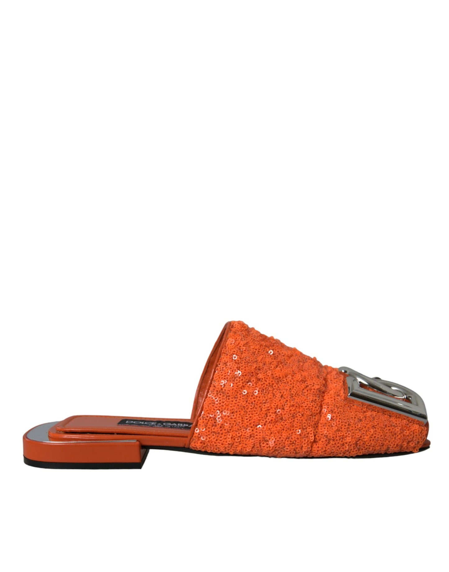 Orange Sequin Logo Slides Sandals Shoes