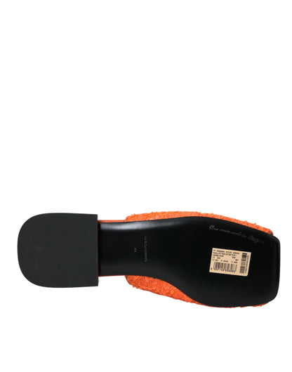 Orange Sequin Logo Slides Sandals Shoes