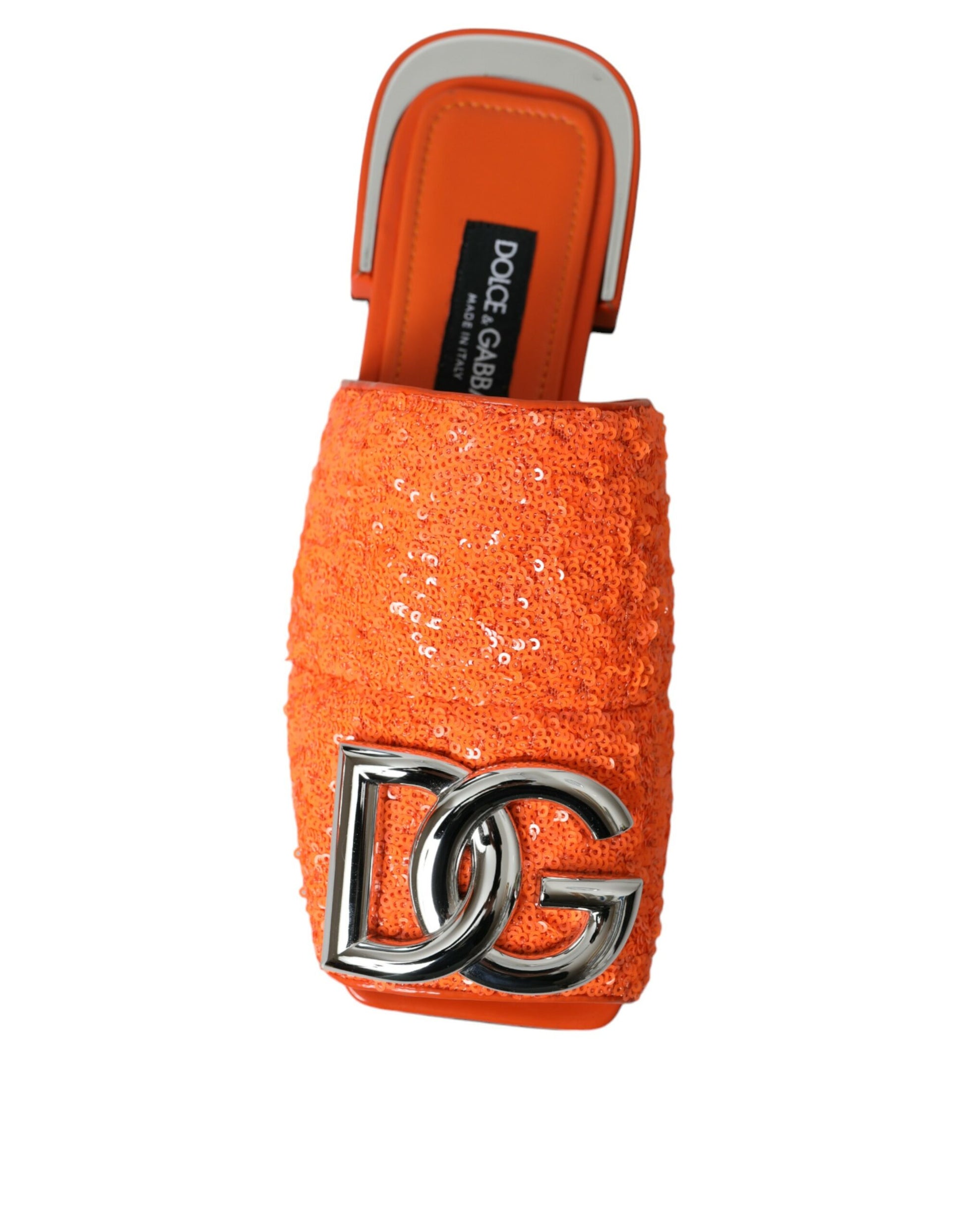 Orange Sequin Logo Slides Sandals Shoes