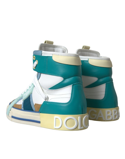 Multicolor Colorblock Leather High Top Sneakers Shoes