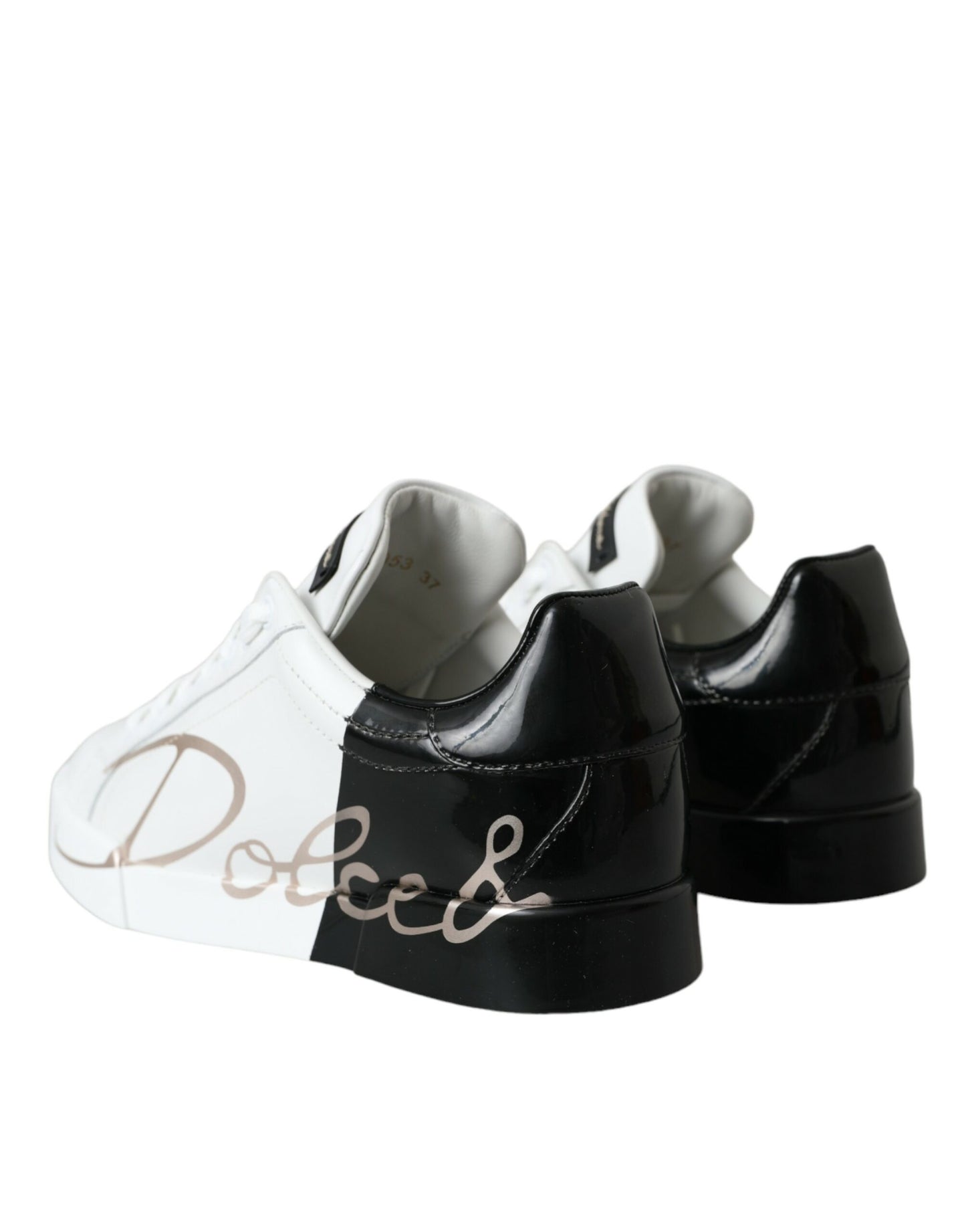 White Black Portofino Low Top Leather Sneakers Shoes