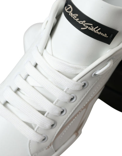 White Black Portofino Low Top Leather Sneakers Shoes